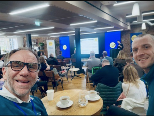 Two members of the Naked Solar team at a Solar Energy UK steering group event